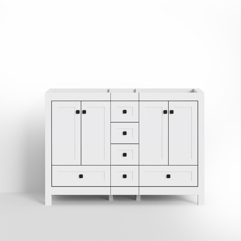 Base de meuble-lavabo double 48 po Wimer seulement, comptoir d'évier non inclus, assemblage requis , Blanc, Noir