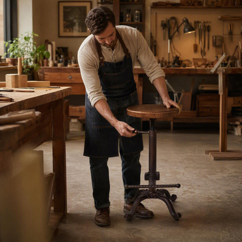 Tabouret de bar pivotant vintage 22,04 à 25,98 pouces avec tabourets de comptoir industriels réglables pour îlot de cuisine avec repose-pieds