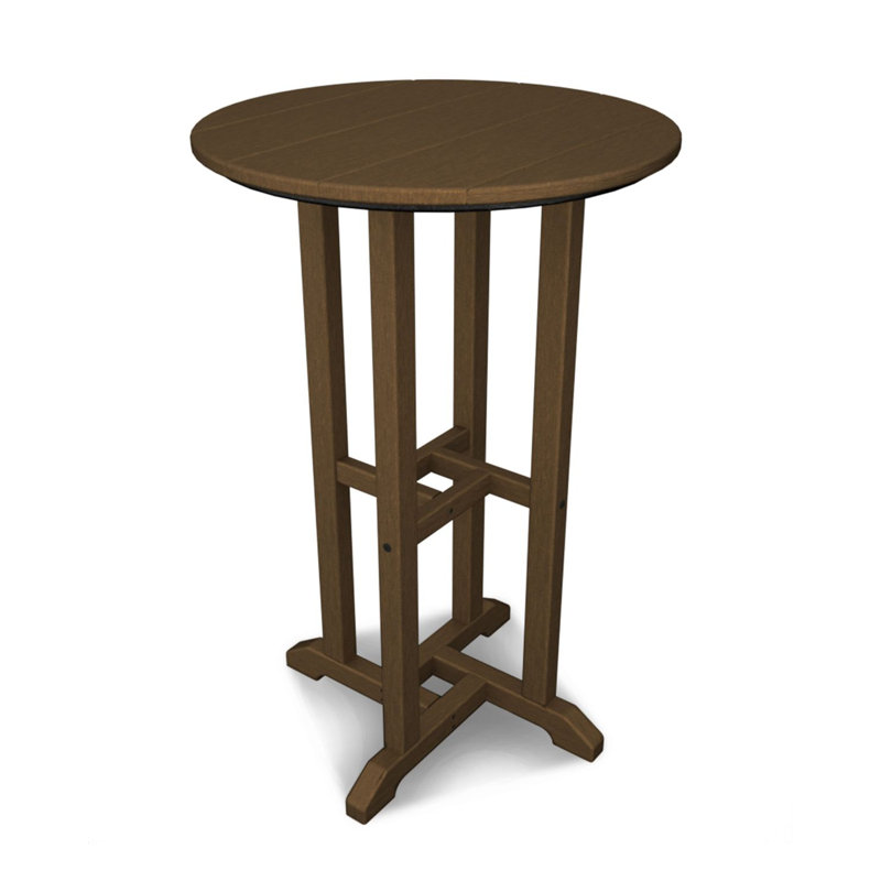 POLYWOOD 24" Round Farmhouse Counter Bistro Table, Teak