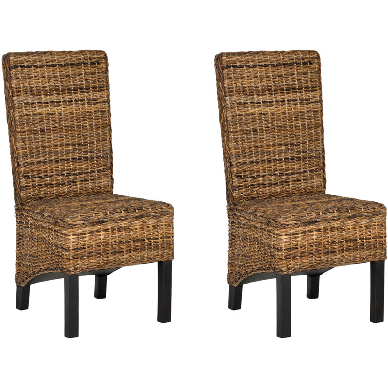 Chaise d'appoint en rotin H 19 po Zali, Brun / noir