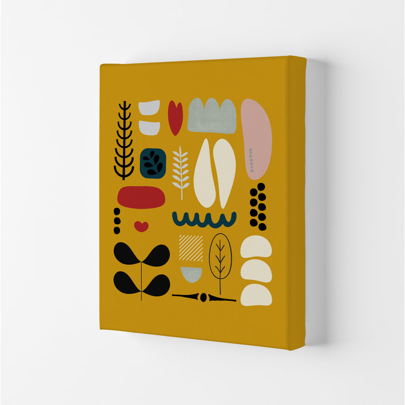 Scandinavian Folk On Yellow Original - Print, 42cm H x 30cm W x 1cm D, Unframed