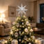 Ensemble de 3 étoiles creuses argentées pour sapin de Noël, décorations en métal réfléchissant.-247364298