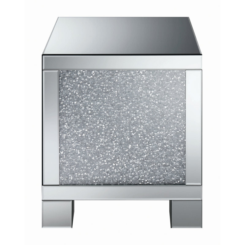 Gillian Square End Table Silver And Clear Mirror