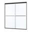 Porte de douche coulissante Bypass - verre trempé 1/4 po, finition noir mat, 56-60 po x 70 po