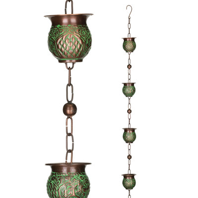 Litwin Handcrafted Metal Decorative Hanging Outdoor Downspout Water Diverter Rain Chain