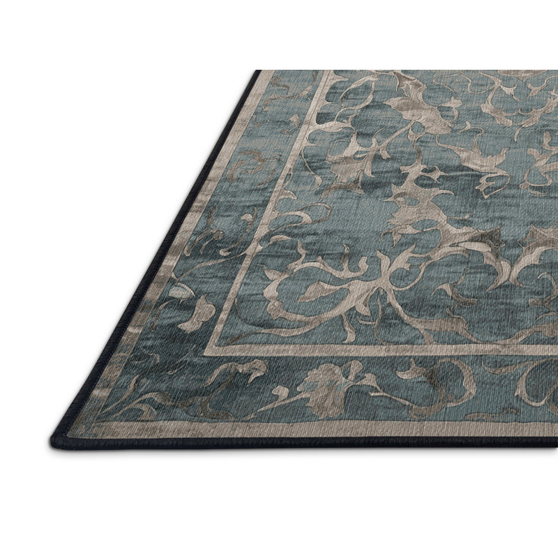 Machine Washable Gray Area Rug, Rectangle 2' x 3'