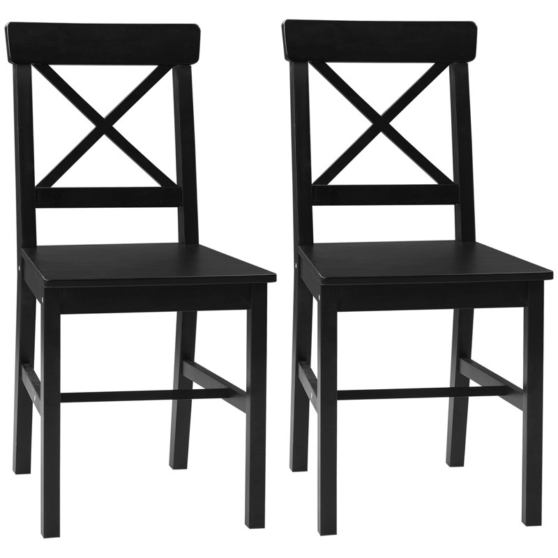 Chaises de salle à manger de style campagne moderne 2, chaises de cuisine en bois à dossier croisé, structure solide pour la salle à manger, noir