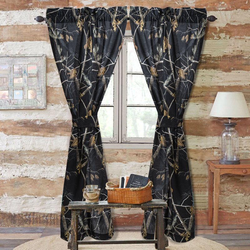 Rideau à tringle camouflage et chasse camouflage 100% polycoton noir Realtree AP 42 po x 87 po, Noir