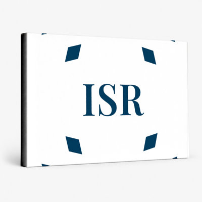 Israel Football Nations Luxury Diamond Monogram — White Black Navy Blue — Canvas Wall Art
