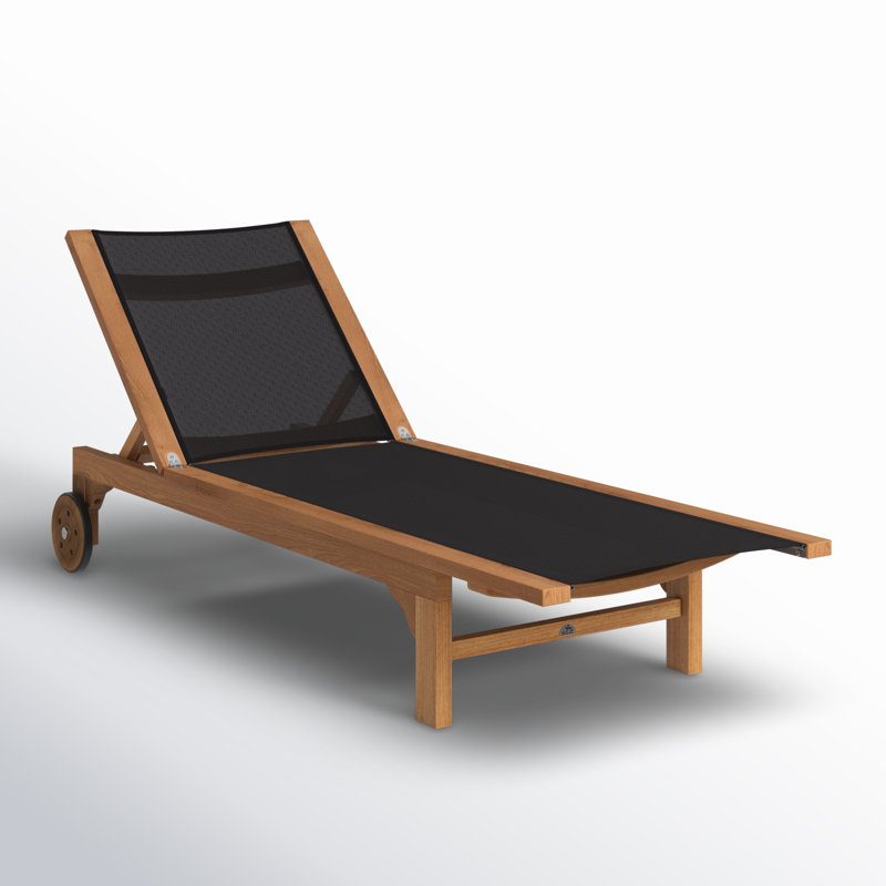 Montauk Sun-lounger Reclining Teak Chaise Lounge, Black