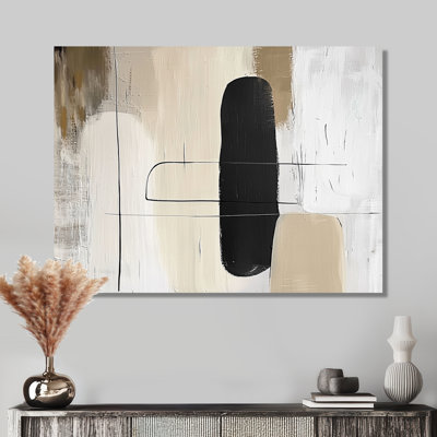 Minimal And Geometric Compositions In Nature Tones - Abstract Midcentury Metal Art