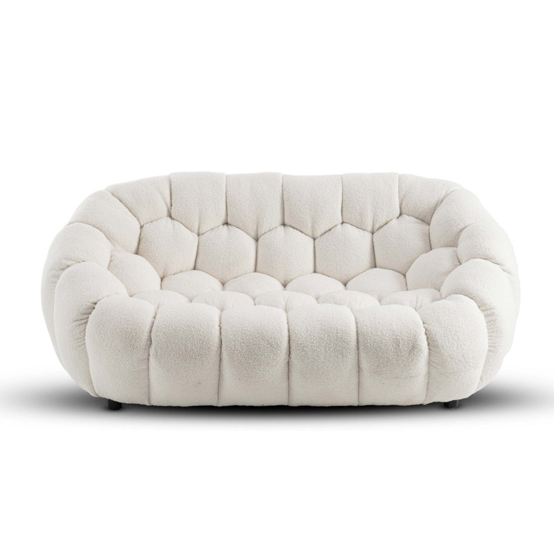 Low-Profile Boucle Brosen Sofa, White, 2