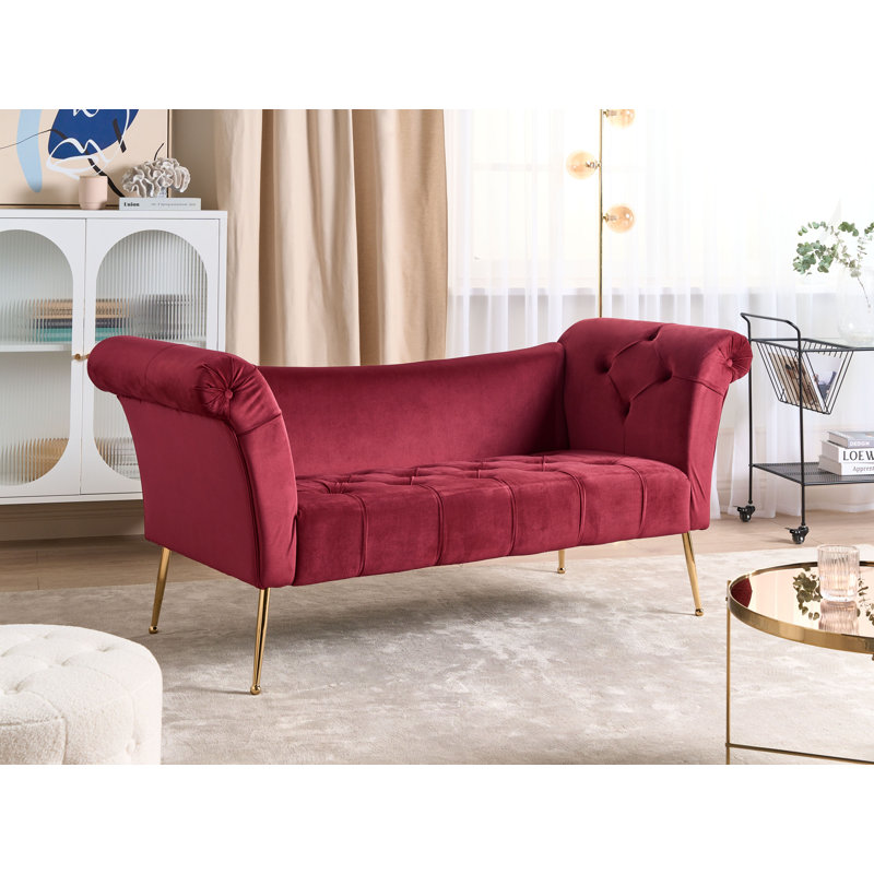 Lotsee Velvet Chaise Lounge, Red