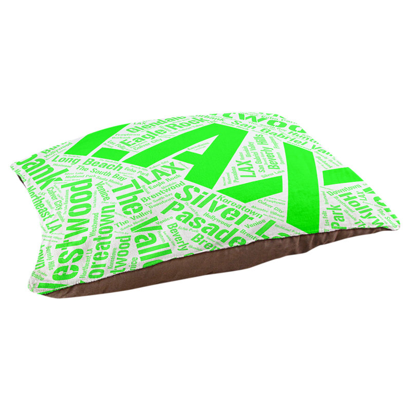 Coussin de chien « districts », Grand (l 40 po x P 30 po x H 14 po), Vert, Los Angeles
