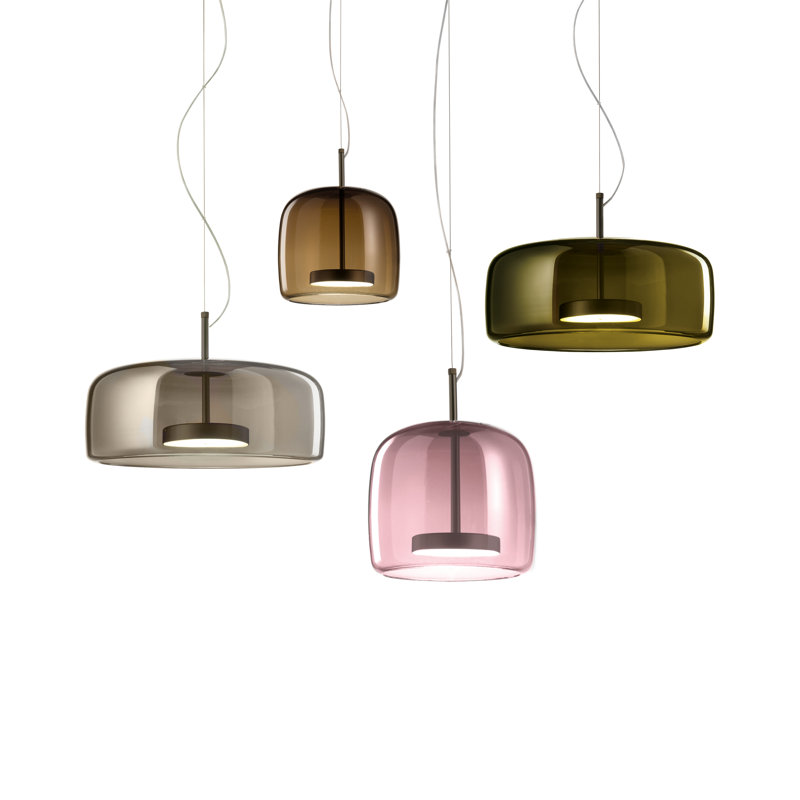 Jube 1 - Light LED Pendant, 86" H x 15" W x 15" D, Old Green Transparent, Matte Black