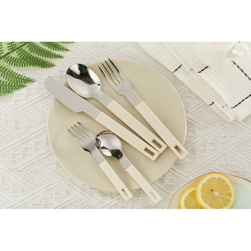 Ensemble de couverts en acier inoxydable Latitude Run® - Service pour 4, Crème