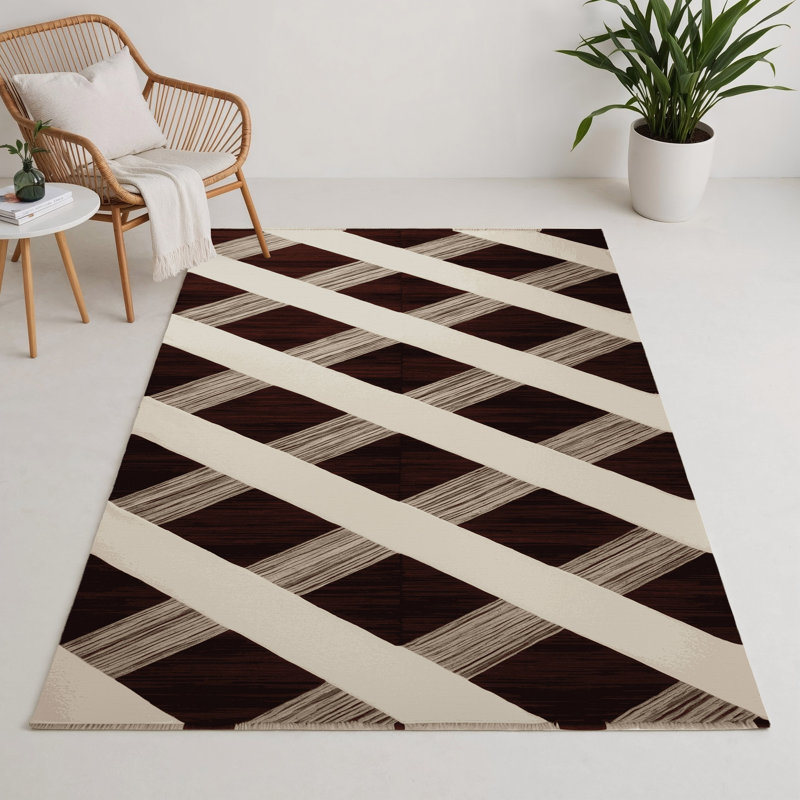 Tapis d'intérieur et d'extérieur à carreaux beige, Rectangle 9 pi x 12 pi