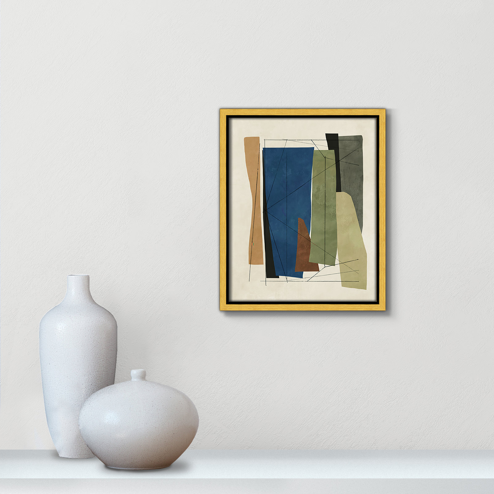 Beckton "Sync I" Print by Tom Reeves, 11.5" H x 9.5" W x 2" D, Gold Framed
