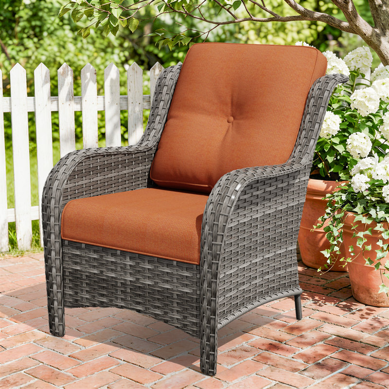 Outdoor 4" Deep Seat Cushion Set - Olefin Fabric, Weather-Resistant & Fade-Resistant, 1, Orange