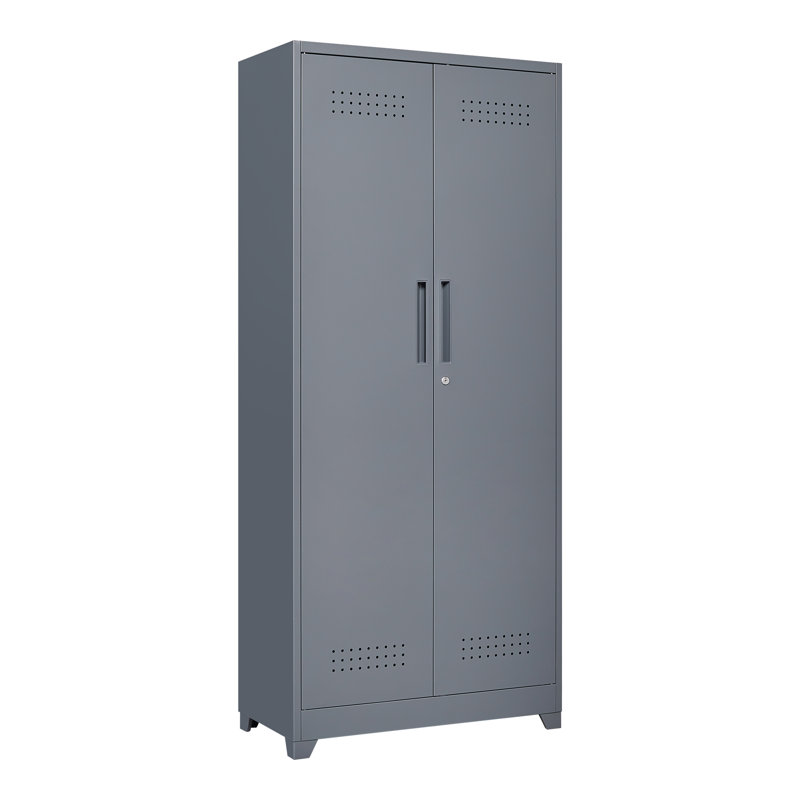 Cleaning Tool Cabinets With Locking Doors, Gray