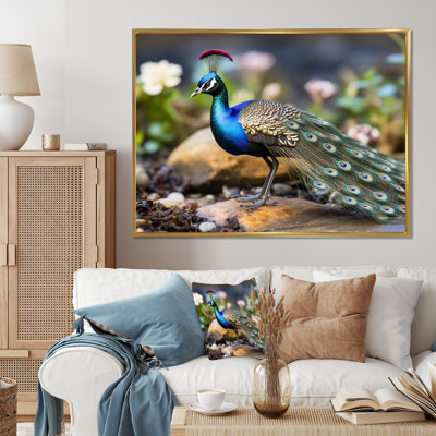 Portrait de paon bleu sur toile