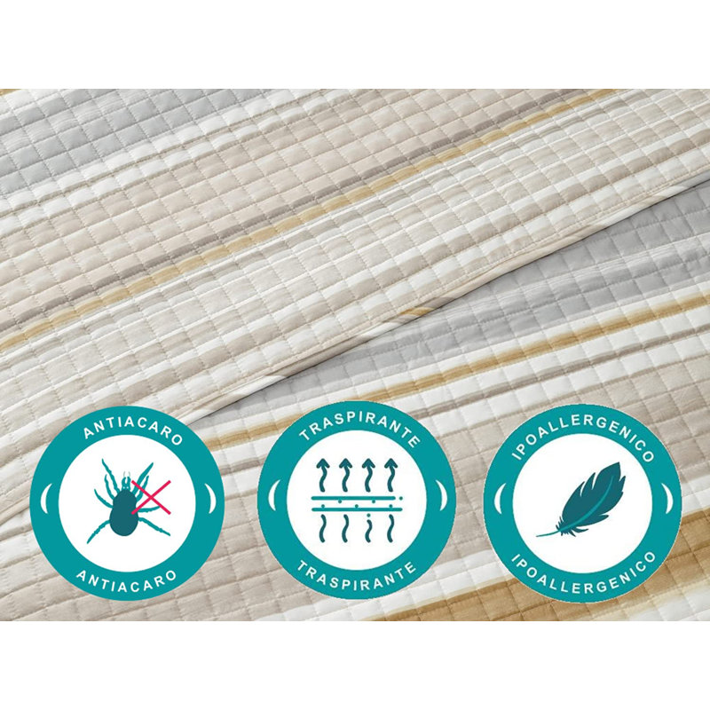 Polyester Microfiber Quilt, W260 x L260cm, White/Yellow