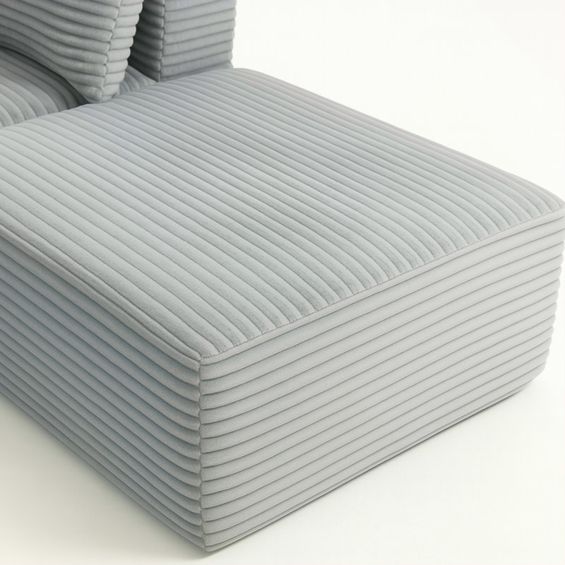 Canapé modulaire compressé en velours côtelé gris, aucun assemblage requis, configuration flexible pour la vie moderne