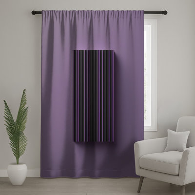 Rideaux rectangulaires à rayures noires et mauves, voilages et voilages à rayures - 1 panneau