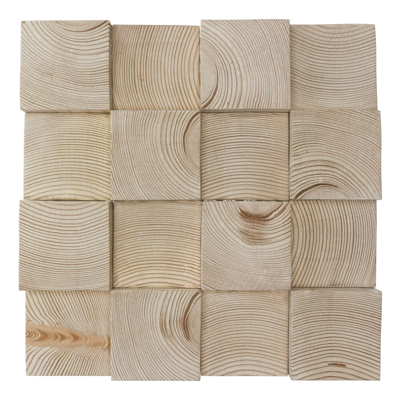 Carreau de mosaïque mural en bois de pin l 11 7/8 po x H 11 7/8 po x P 1/2 po