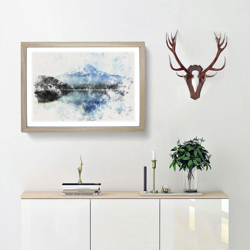 Mount Fuji in Japan - Framed Print, 45cm H x 63cm W x 2cm D, Oak Framed
