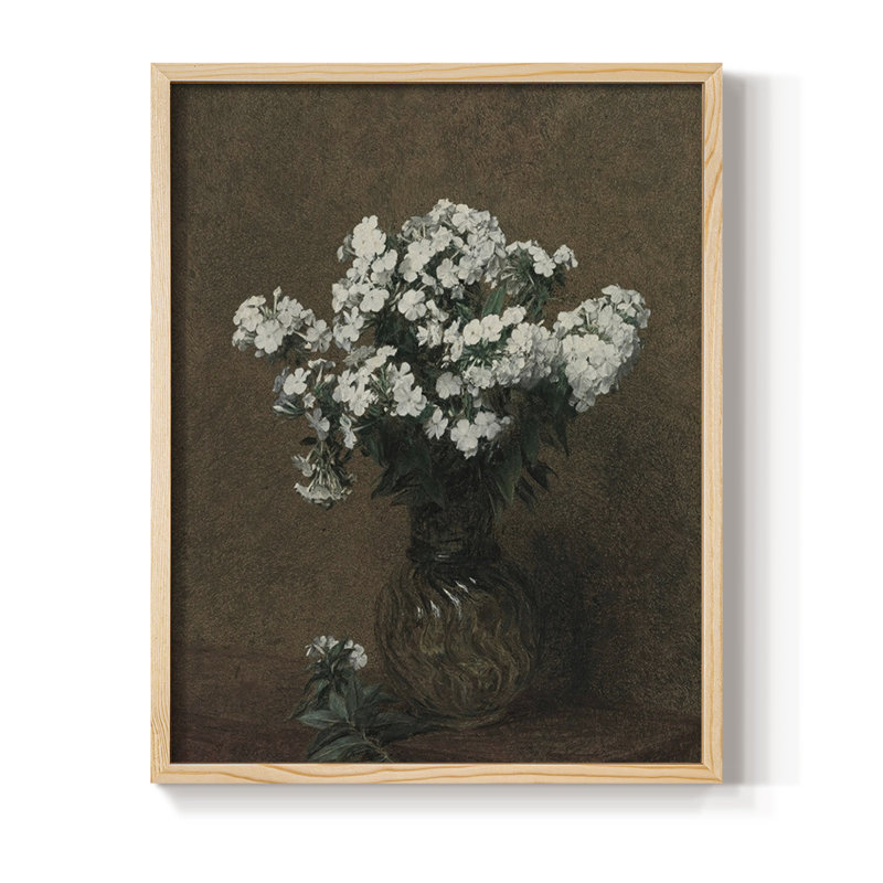Impression florale vintage encadrée CXVI - bois massif, Naturel, H 21 po x l 17 po