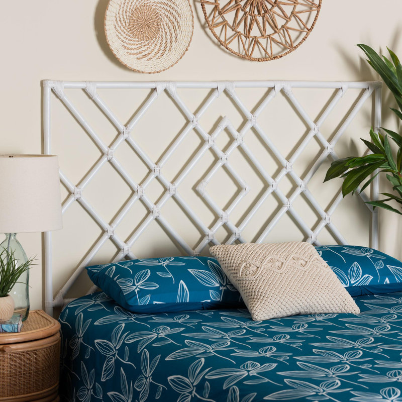 Benzel Bali & Pari Lavali Bohemian White Rattan Queen Size Standalone Headboard