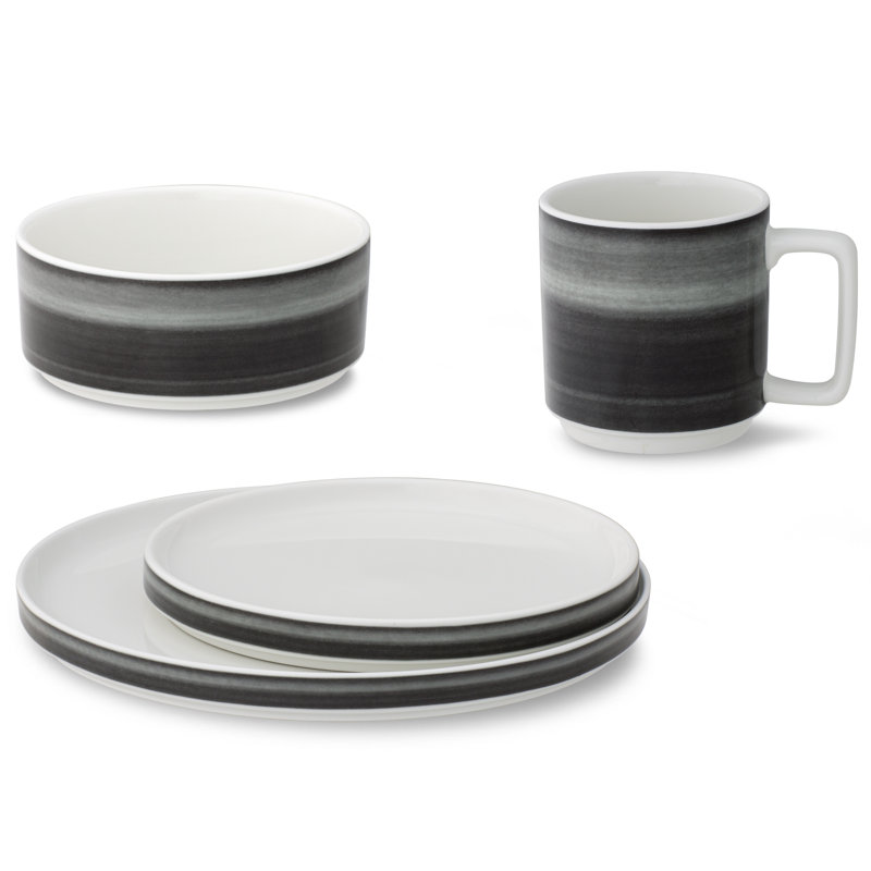 Noritake Colorstax Ombre Stax 4-Piece Place Setting, Service for 1, Jet
