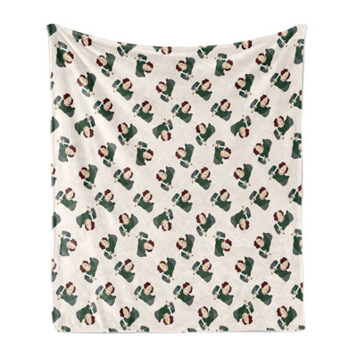 Ambesonne Duke Fleece Throw Blanket Duke of Britain with Lipstick Ivory Hunter Green