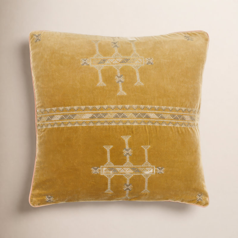 Veola Cotton Throw Pillow, Copper, Polyester/Polyfill, 18" x 18"