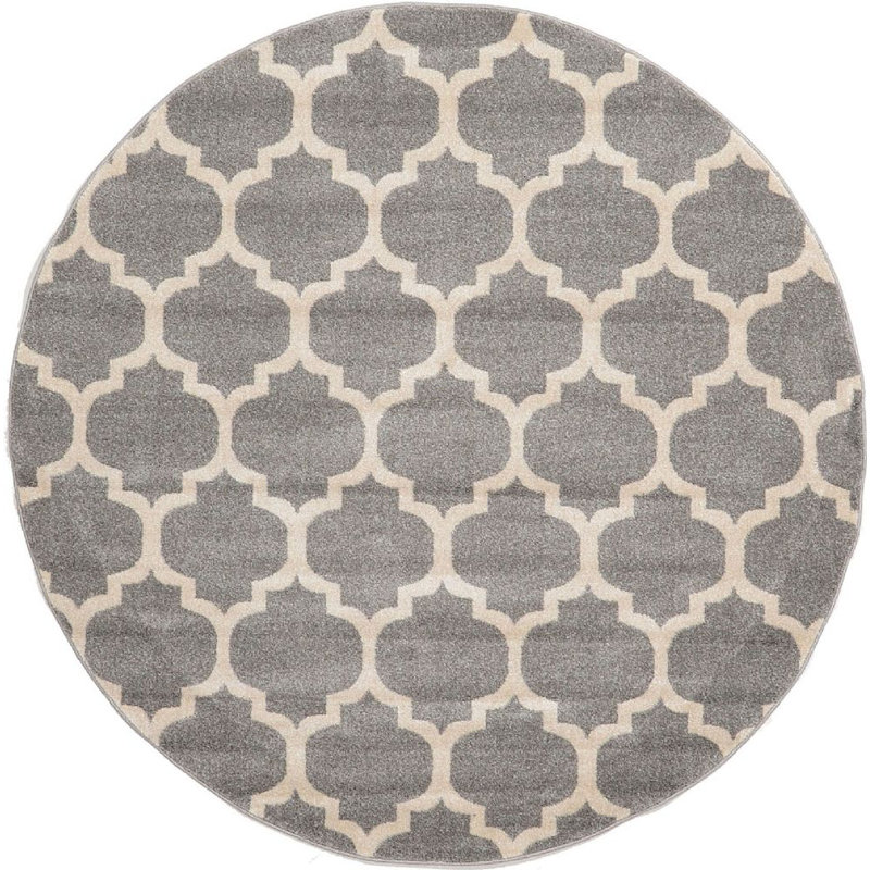 Molly Power Loom Dark Gray/Ivory Rug, Round 10'