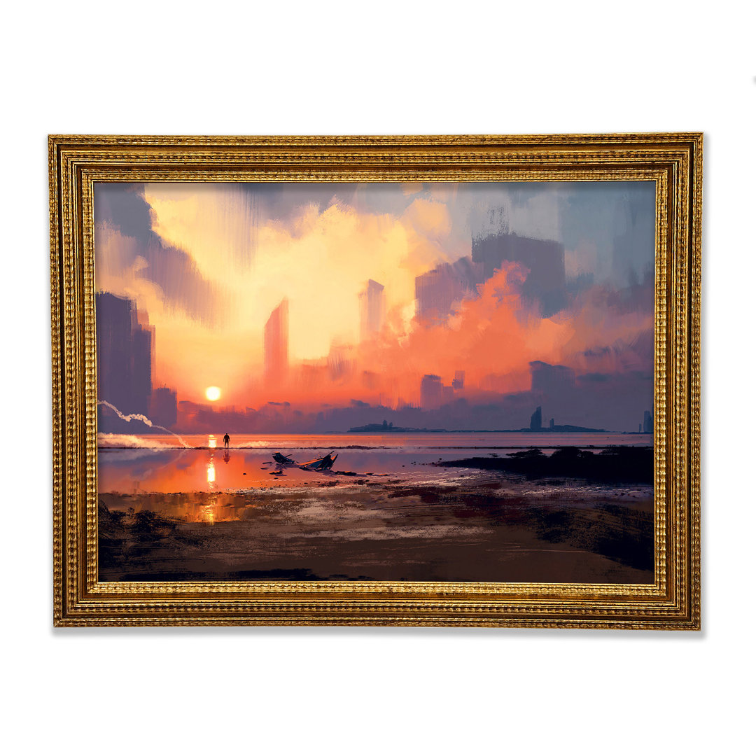 Gerahmtes Leinwandbild Sunset Ocean City