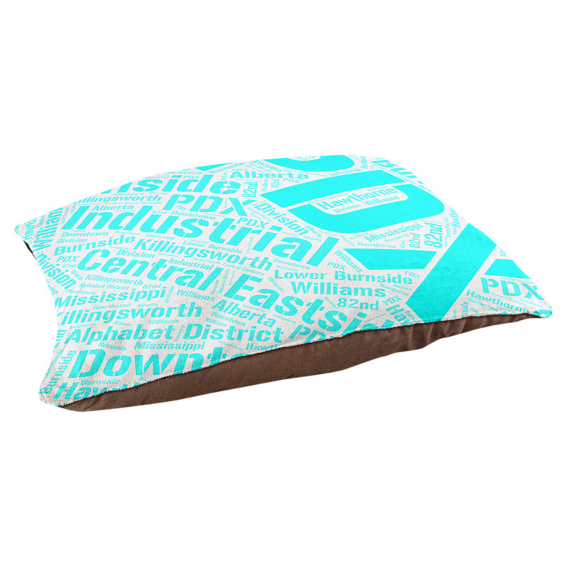 Coussin de chien « districts », Moyen (H 9,5 po x l 28 po x P 18 po), Cyan, Portland