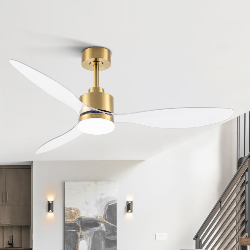 Ventilateur de plafond 52 po Zorien, Doré avec pales transparentes