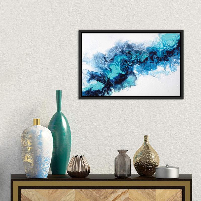 Eau élémentaire - reproduction d'art, Toile avec cadre noir patiné, H 18 po x l 26 po x P 1,5 po