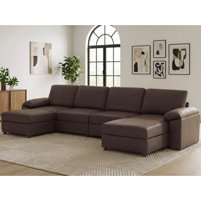 Canapé modulaire moderne avec repose-pieds en cuir de polyuréthane Marybelle Marybelle