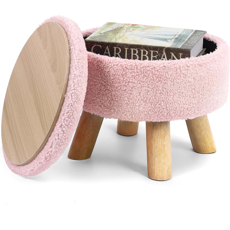 Tabouret moelleux avec rangement caché Flip, Rose