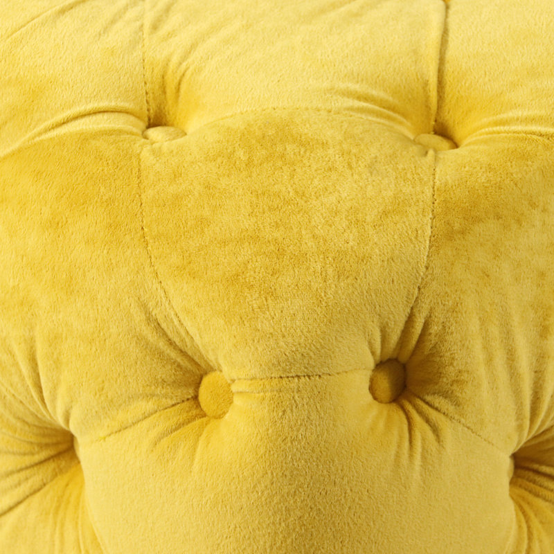 Repose-pieds capitonné en velours 18,11 de large avec rangement, Velours jaune