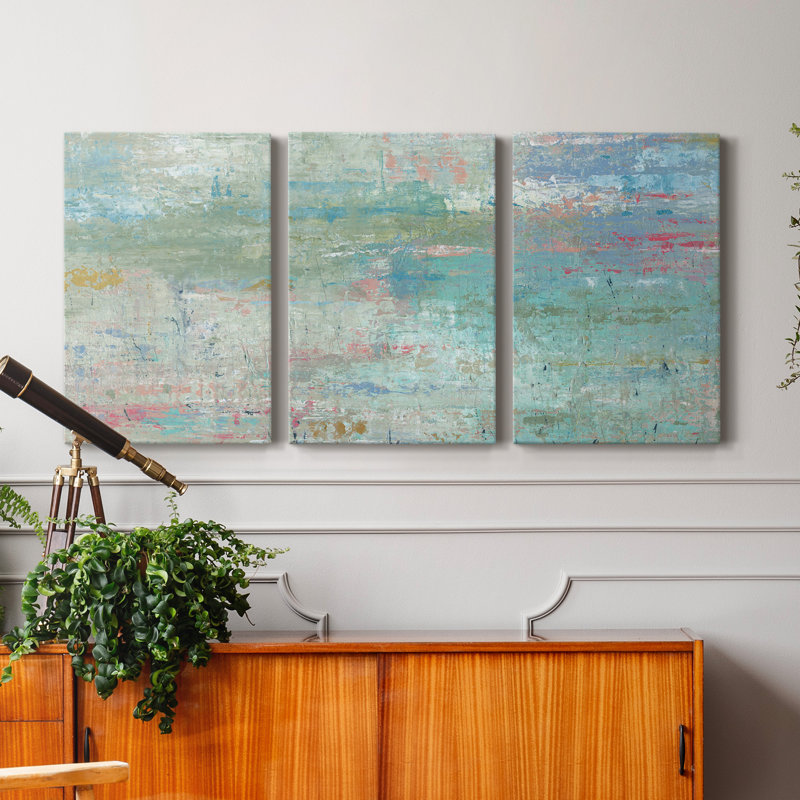 «Pastel Watergarden», ensemble de 3 reproductions d'art sur toile encadrées, H 36 po x l 72 po x P 1 po
