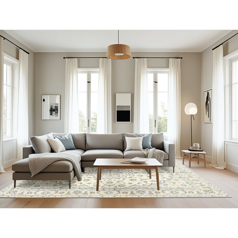 Tapis oriental ivoire / brun clair, Rectangle 8 pi x 10 pi
