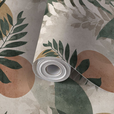 Papier peint auto-adhésif avec feuilles à motif de feuilles tropicales autocollantes et amovibles 17,7 po x 118 po (45 x 300 cm)