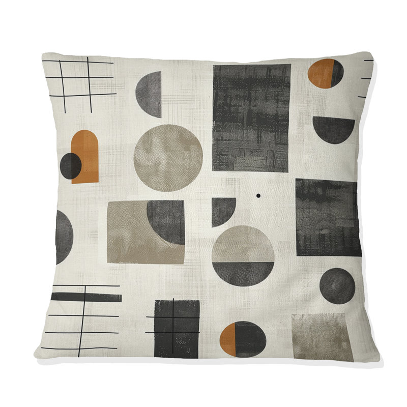 Coussin décoratif gris Mid-Century gris beige, H 18 po x l 18 po