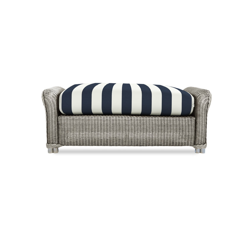 Reflections Rectangle Outdoor Ottoman Patio Ottoman, Demo Oatmeal, Pewter