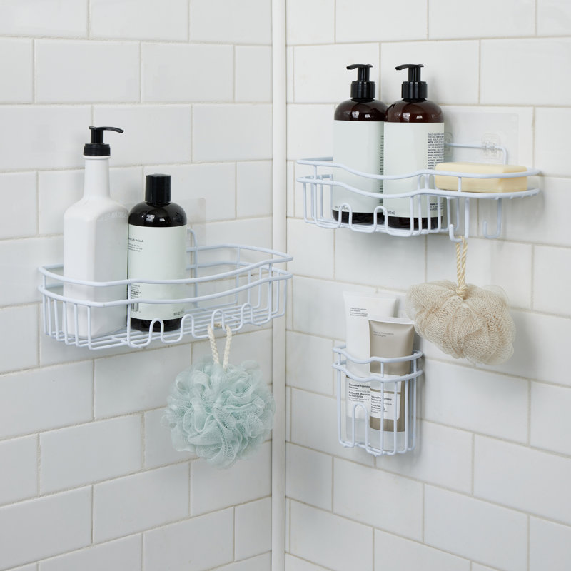  Ultimate 3 Piece Adhesive Shower Caddy Set in White