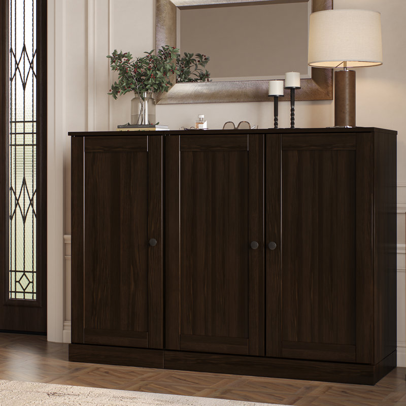 Armoire à chaussures 100% en bois massif avec portes Shaker, tablettes réglables, rangement modulaire pour vestibule, l 48,5 po x H 35,75 po